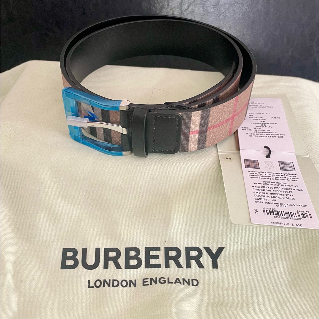 Burberry Men's Black And Tan Belt